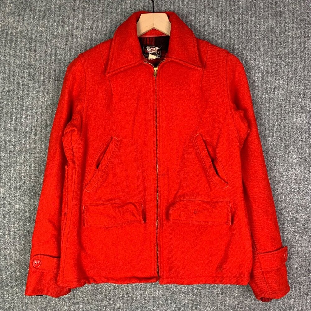 Vintage 1950’s  Woolrich Woolen Mills Flannel Lined ‎ Wool Red Jacket Women 14